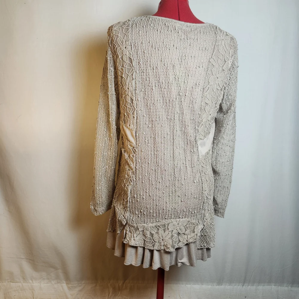 Indigo Soul Beige Long Sleeve Lace Dress - Picture 4 of 8